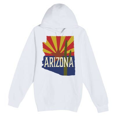 Arizona State Flag Saguaro Premium Pullover Hoodie