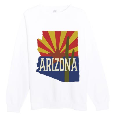 Arizona State Flag Saguaro Premium Crewneck Sweatshirt