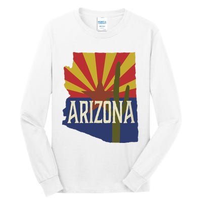 Arizona State Flag Saguaro Tall Long Sleeve T-Shirt