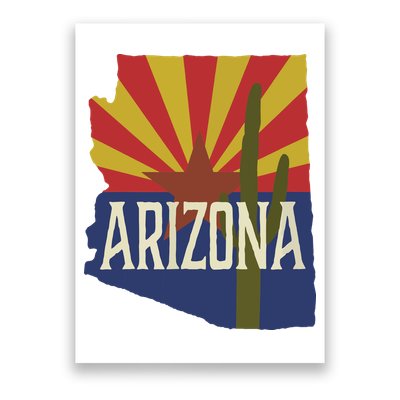Arizona State Flag Saguaro Poster