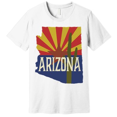 Arizona State Flag Saguaro Premium T-Shirt