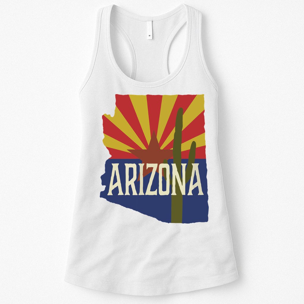 Arizona State Flag Saguaro Womens Tank Top