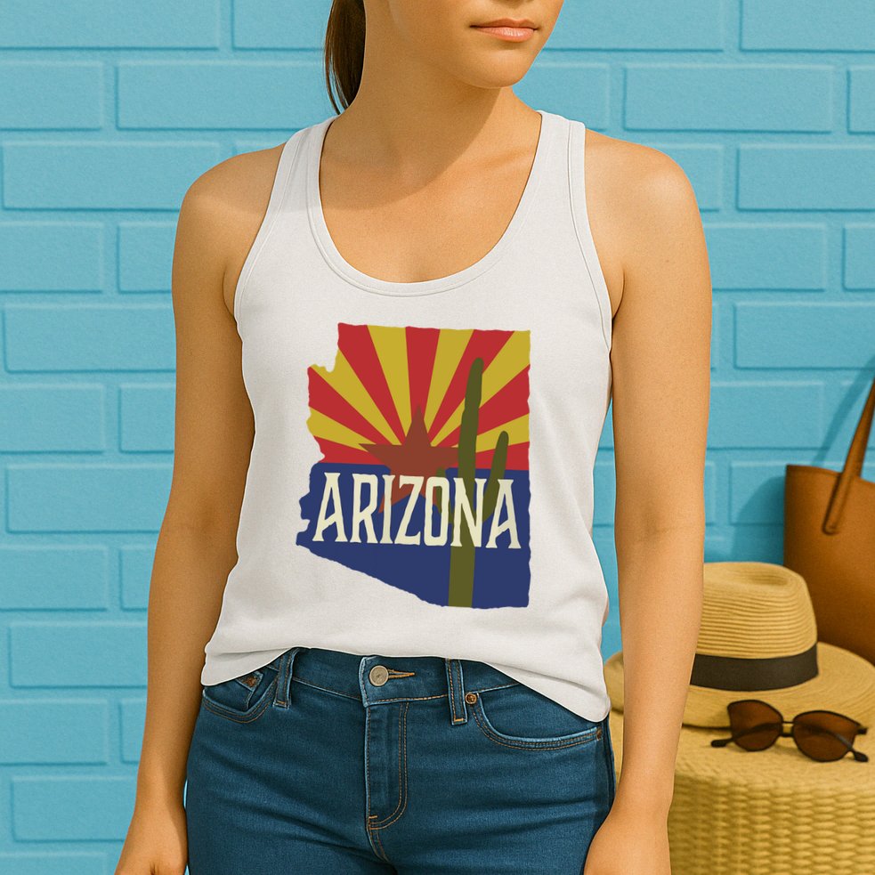Arizona State Flag Saguaro Womens Tank Top