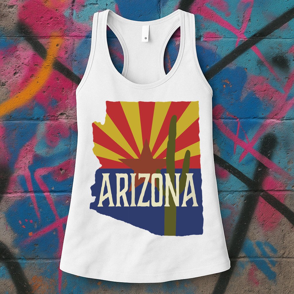 Arizona State Flag Saguaro Womens Tank Top