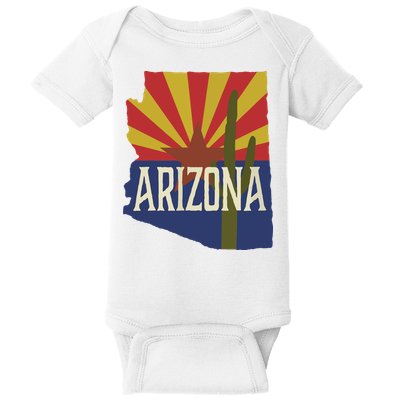 Arizona State Flag Saguaro Baby Bodysuit