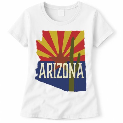 Arizona State Flag Saguaro Womens T-Shirt