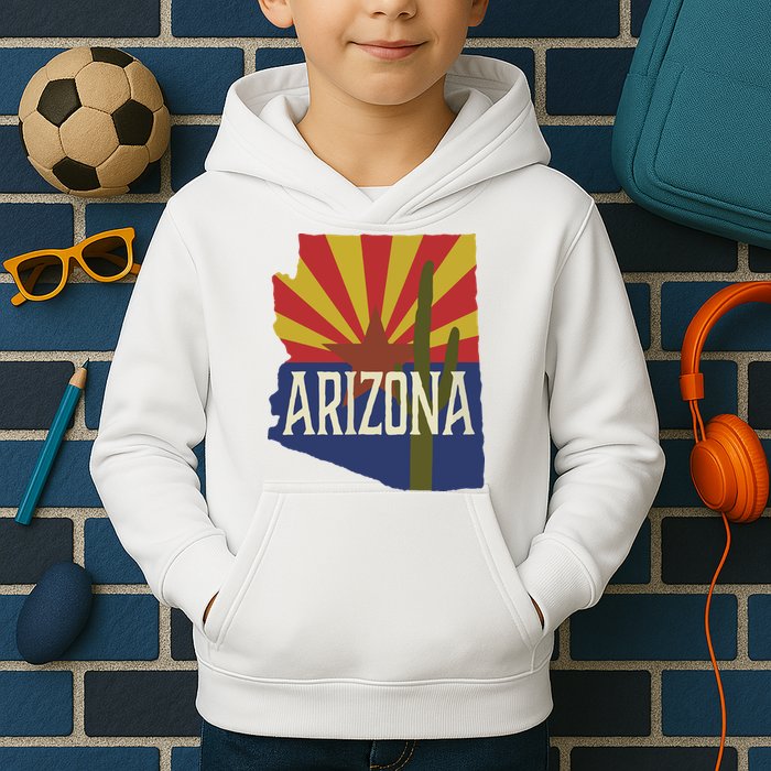 Arizona State Flag Saguaro Kids Hoodie