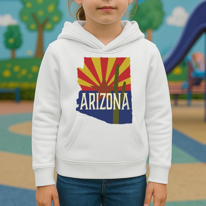 Arizona State Flag Saguaro Kids Hoodie