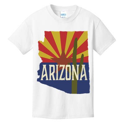 Arizona State Flag Saguaro Kids T-Shirt