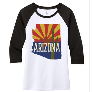 Arizona State Flag Saguaro Women's Tri-Blend 3/4-Sleeve Raglan Shirt