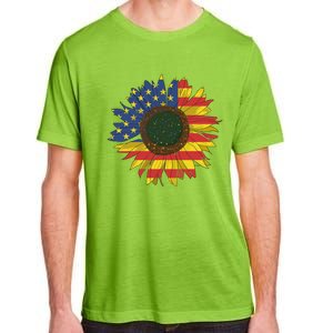 America Sunflower Flag 4th July American Patriotic Flower Cool Gift Adult ChromaSoft Performance T-Shirt