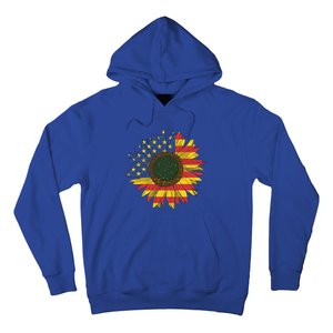 America Sunflower Flag 4th July American Patriotic Flower Cool Gift Hoodie