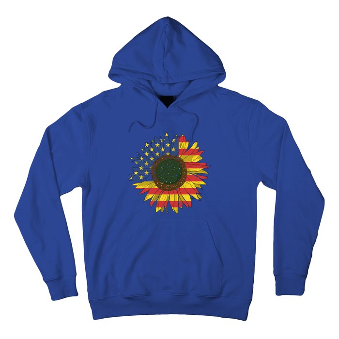 America Sunflower Flag 4th July American Patriotic Flower Cool Gift Hoodie