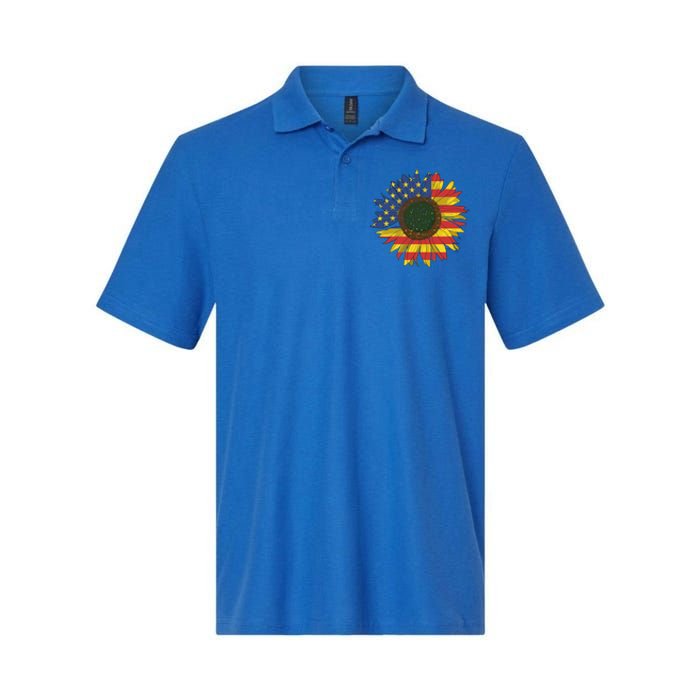 America Sunflower Flag 4th July American Patriotic Flower Cool Gift Softstyle Adult Sport Polo