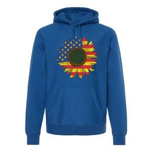 America Sunflower Flag 4th July American Patriotic Flower Cool Gift Premium Hoodie