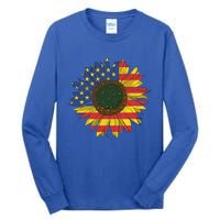 America Sunflower Flag 4th July American Patriotic Flower Cool Gift Tall Long Sleeve T-Shirt