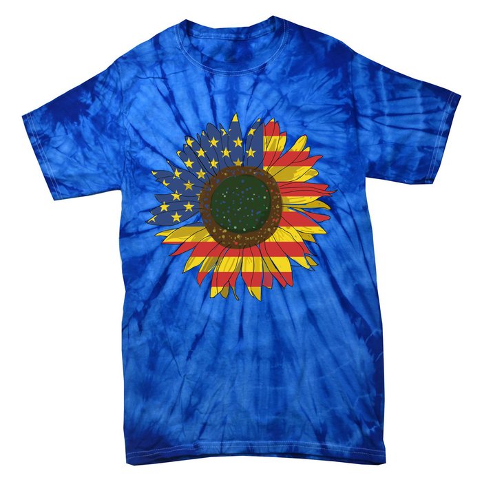 America Sunflower Flag 4th July American Patriotic Flower Cool Gift Tie-Dye T-Shirt