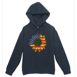 America Sunflower Flag 4th July American Patriotic Flower Cool Gift Urban Pullover Hoodie