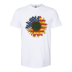 America Sunflower Flag 4th July American Patriotic Flower Cool Gift Softstyle CVC T-Shirt