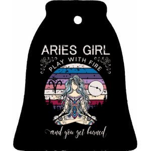 Aries Shirts For Women Retro Aries Girl Birthday Ceramic Bell Ornament