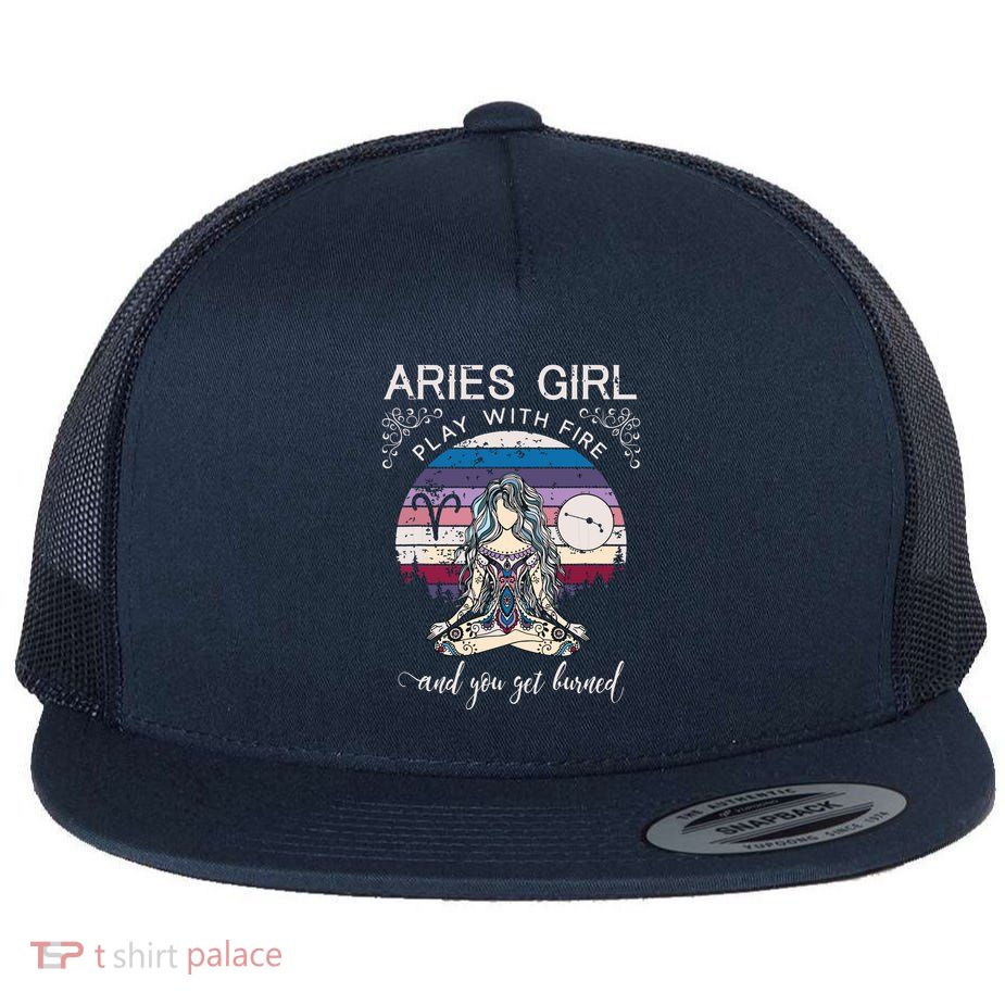 Aries Shirts For Women Retro Aries Girl Birthday Flatbill Hat