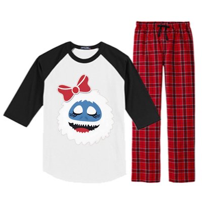 Abominable Snowman Face Costume Adults Christmas Raglan Sleeve Pajama Set