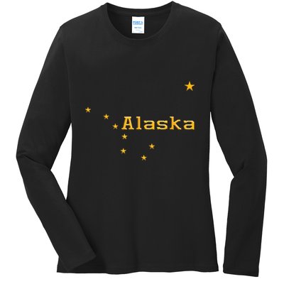 Alaska State Flag Astrology Big Dipper Polaris Ladies Long Sleeve Shirt