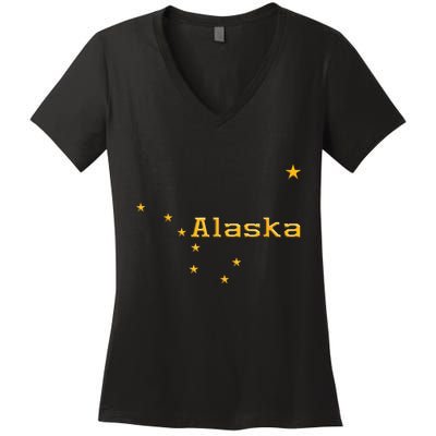 Alaska State Flag Astrology Big Dipper Polaris Women's V-Neck T-Shirt