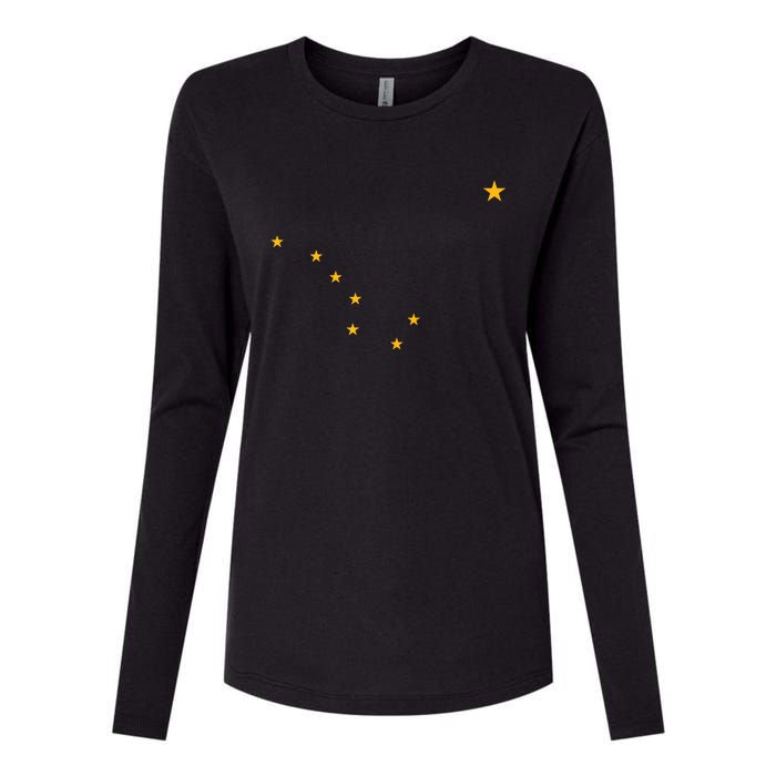 Alaska State Flag Shirts Stars Astrology Big Dipper Womens Cotton Relaxed Long Sleeve T-Shirt