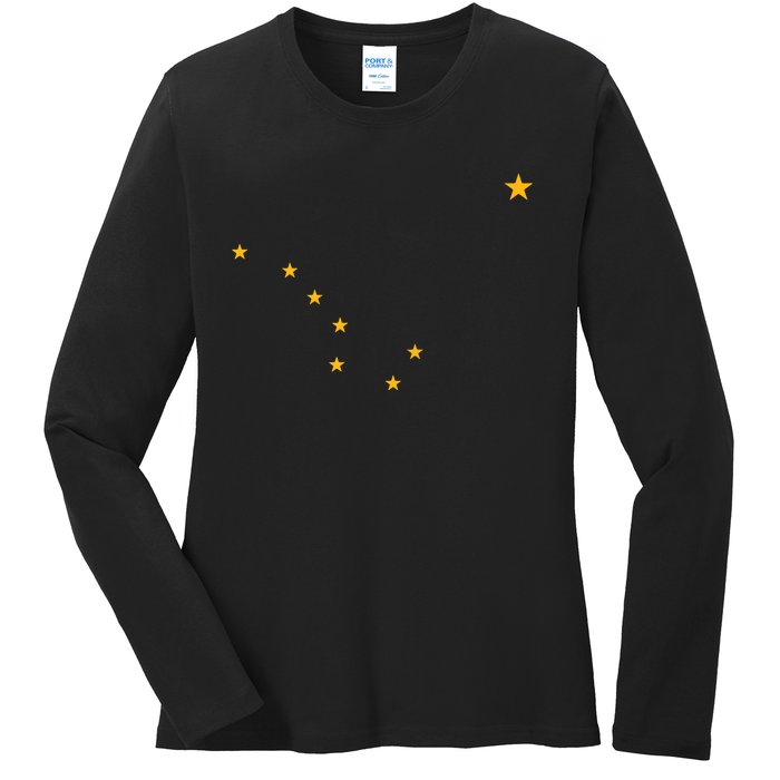 Alaska State Flag Shirts Stars Astrology Big Dipper Ladies Long Sleeve Shirt