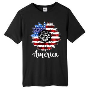 America Sunflower Flag 4th July Tall Fusion ChromaSoft Performance T-Shirt