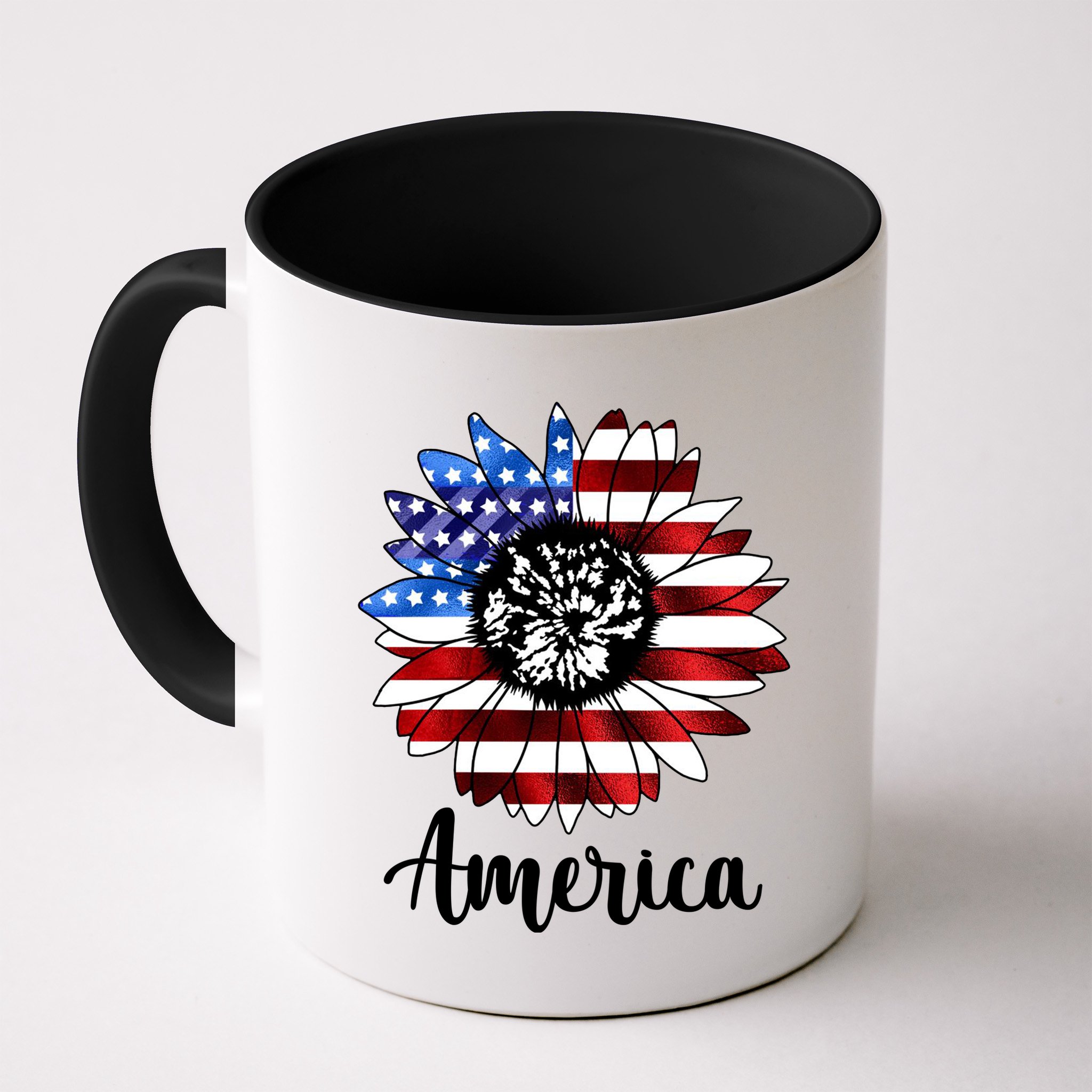 America Sunflower Flag 4th July Mug