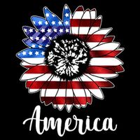 America Sunflower Flag 4th July Drawstring Bag