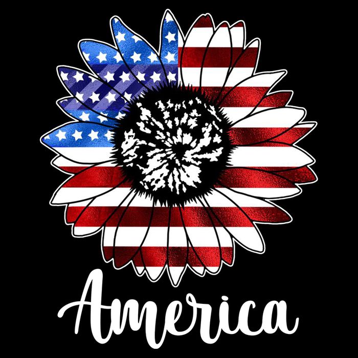 America Sunflower Flag 4th July Drawstring Bag