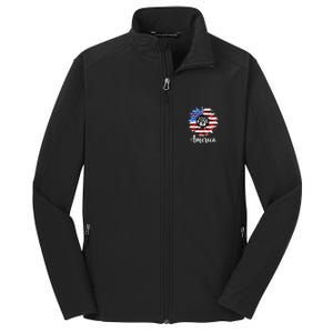 America Sunflower Flag 4th July Core Soft Shell Jacket