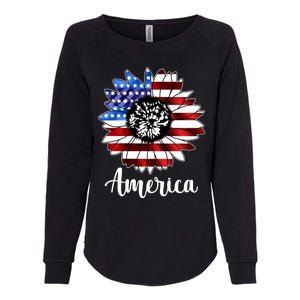 America Sunflower Flag 4th July Womens California Wash Sweatshirt