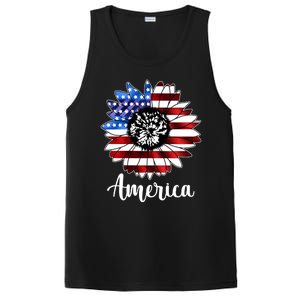 America Sunflower Flag 4th July PosiCharge Competitor Tank