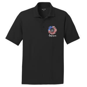 America Sunflower Flag 4th July PosiCharge RacerMesh Polo