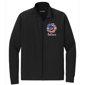 America Sunflower Flag 4th July Stretch Full-Zip Cadet Jacket