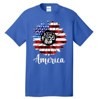 America Sunflower Flag 4th July Tall T-Shirt