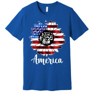 America Sunflower Flag 4th July Premium T-Shirt