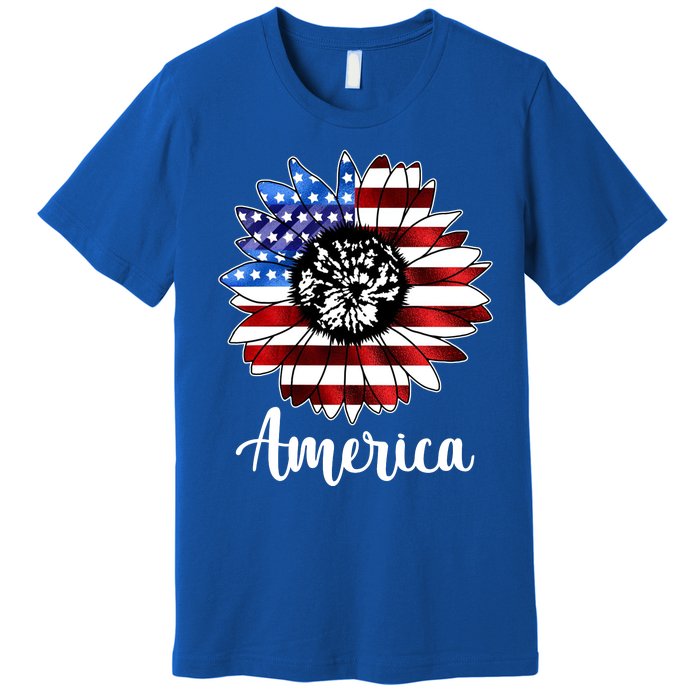 America Sunflower Flag 4th July Premium T-Shirt