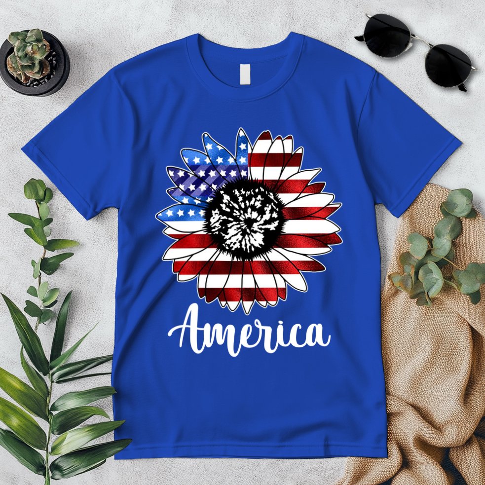 America Sunflower Flag 4th July Premium T-Shirt