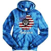 America Sunflower Flag 4th July Tie Dye Hoodie