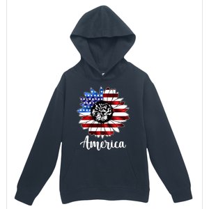 America Sunflower Flag 4th July Urban Pullover Hoodie