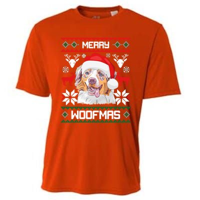 Australian Shepherd Gift For Merry Christmas Woofmas Clothes Cool Gift Cooling Performance Crew T-Shirt