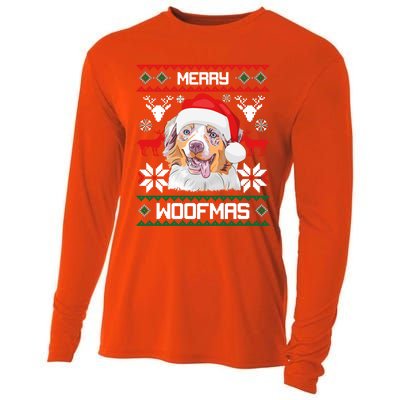 Australian Shepherd Gift For Merry Christmas Woofmas Clothes Cool Gift Cooling Performance Long Sleeve Crew