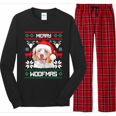 Australian Shepherd Gift For Merry Christmas Woofmas Clothes Cool Gift Long Sleeve Pajama Set