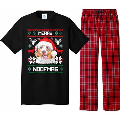 Australian Shepherd Gift For Merry Christmas Woofmas Clothes Cool Gift Pajama Set