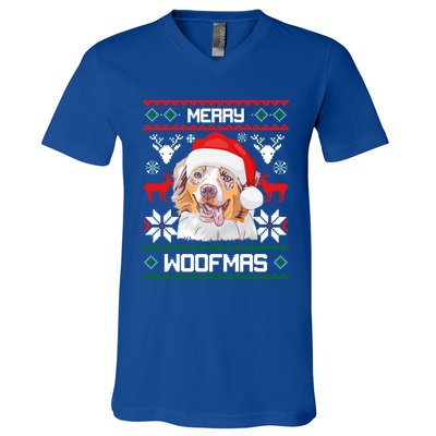 Australian Shepherd Gift For Merry Christmas Woofmas Clothes Cool Gift V-Neck T-Shirt